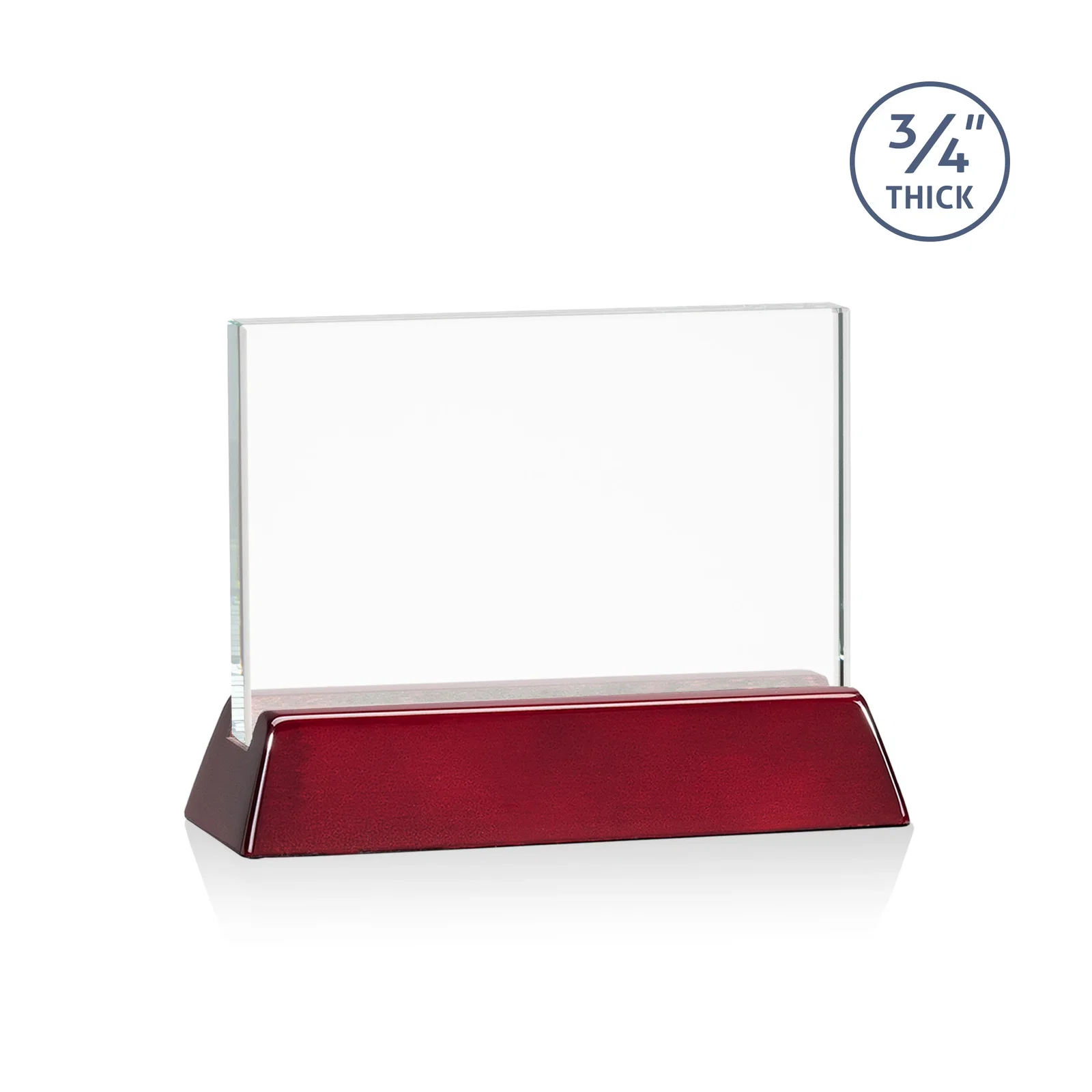 Branded Starfire Crystal Rectangular Award on Piano-Finish Wood Base for donor appreciation
