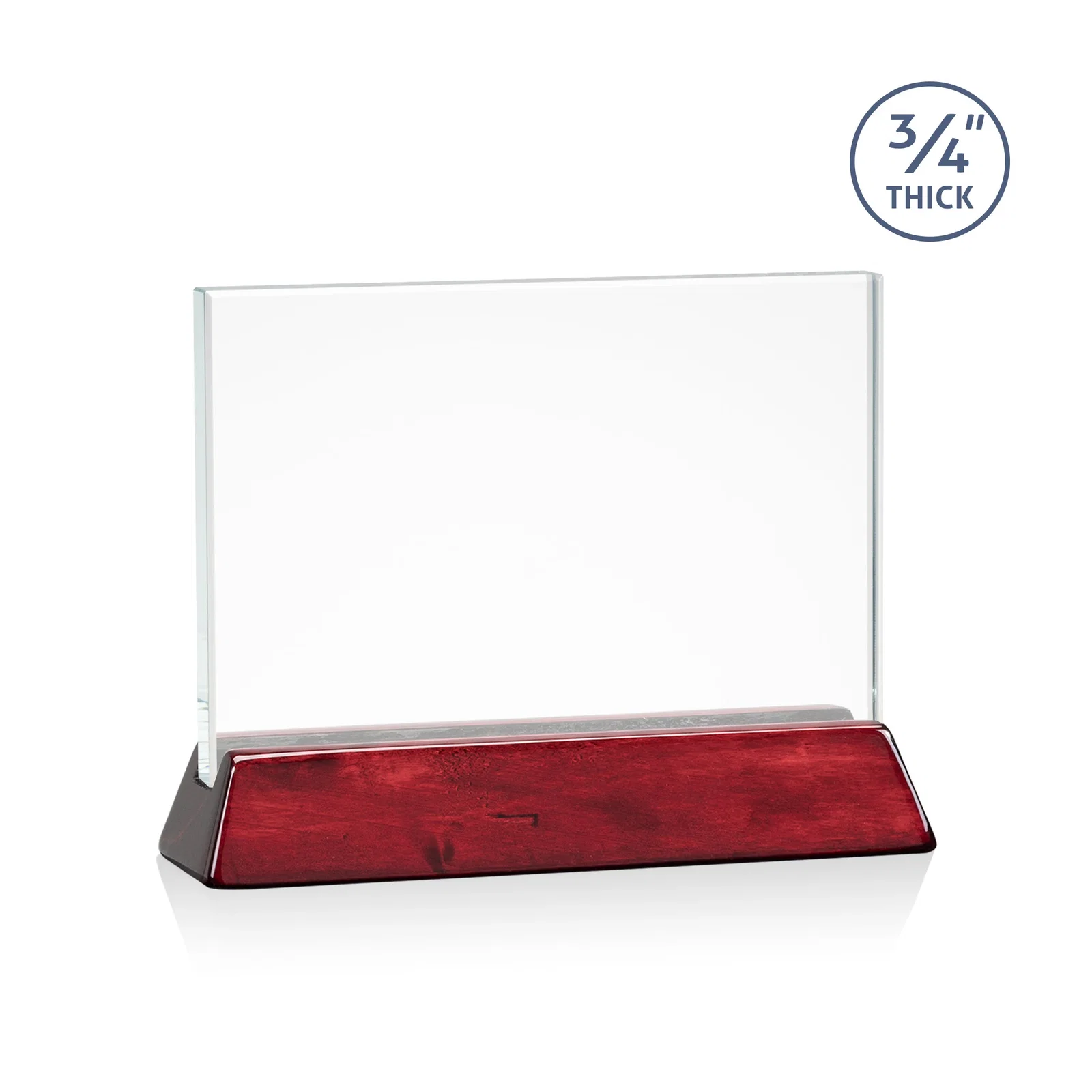 Branded Starfire Crystal Rectangular Award on Piano-Finish Wood Base for graduation ceremonies
