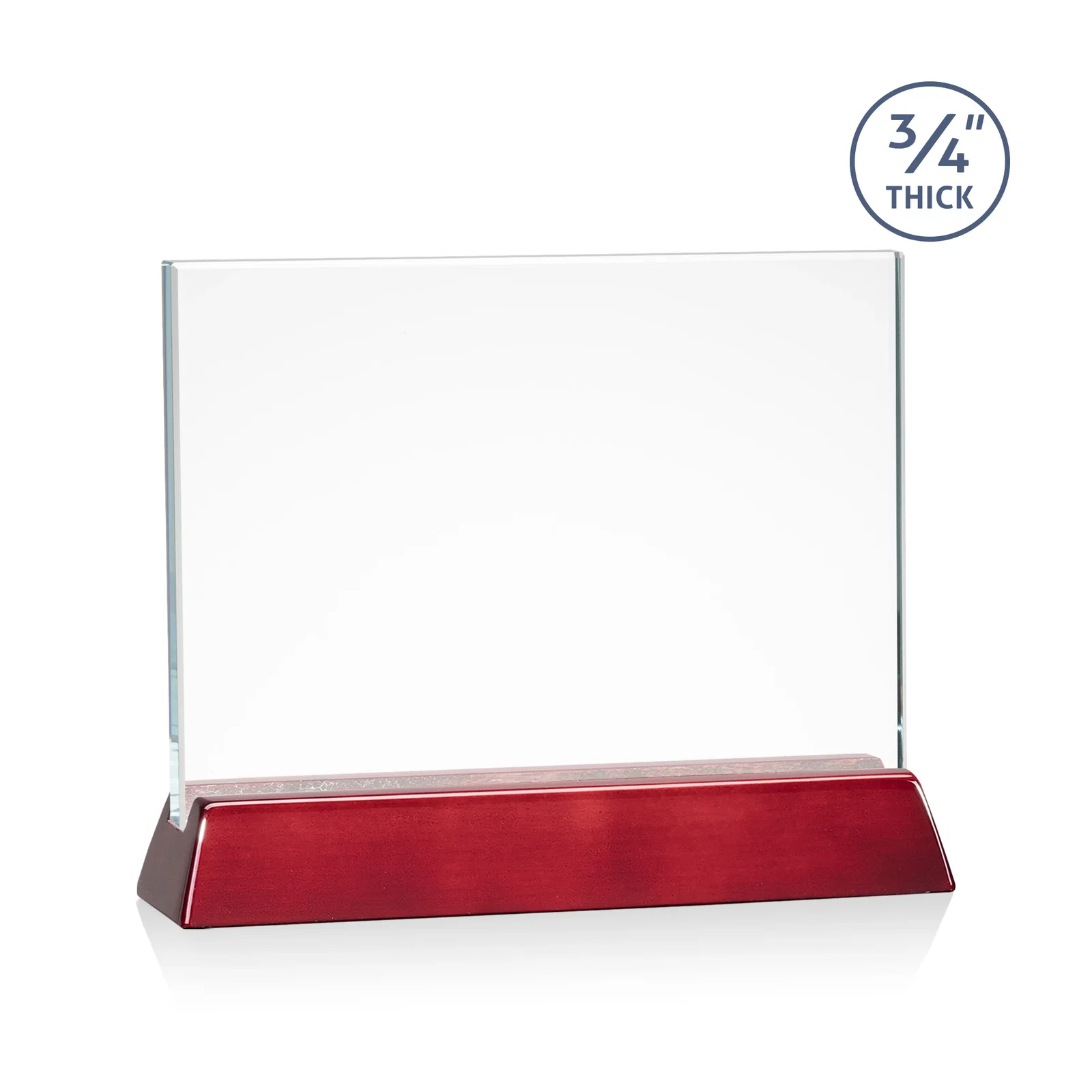 Branded Starfire Crystal Rectangular Award on Piano-Finish Wood Base for safety achievement programs