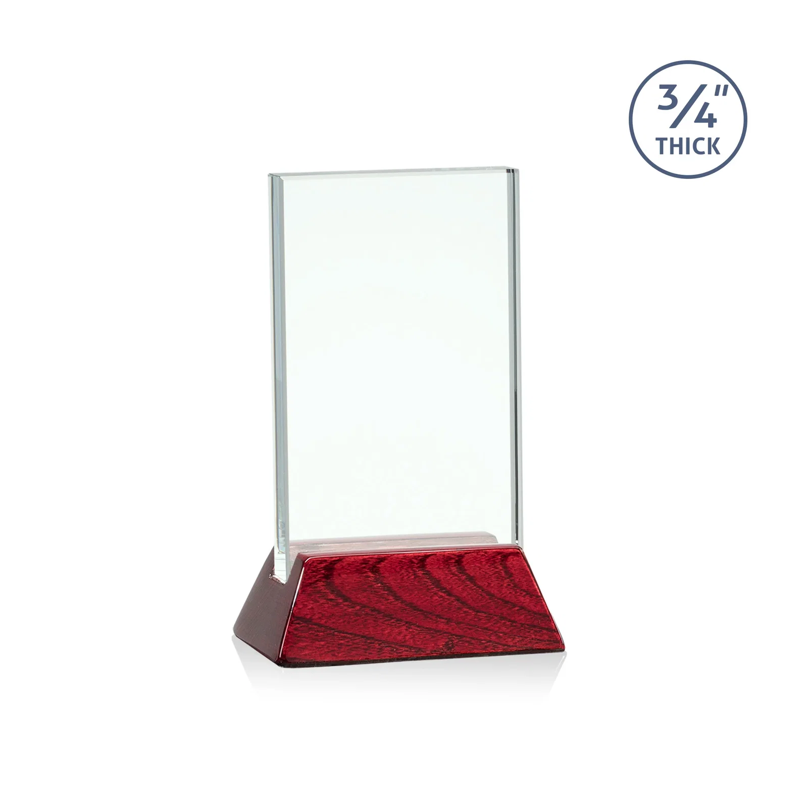 Personalized Jade or Starfire Glass Vertical Award on a Rosewood or Black Base for volunteer appreciation