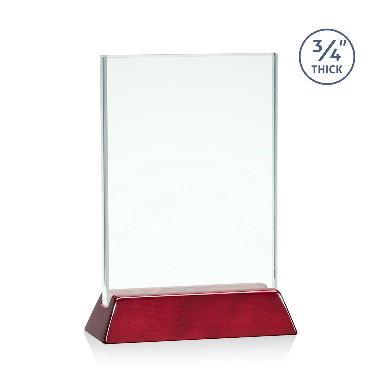 Personalized Jade or Starfire Glass Vertical Award on a Rosewood or Black Base for company anniversary events
