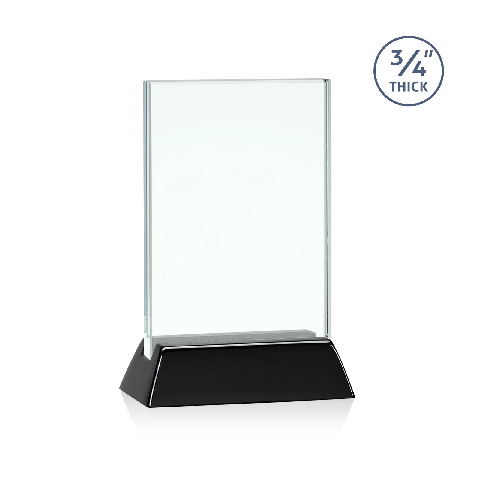 Promotional Jade or Starfire Glass Vertical Award on a Rosewood or Black Base for service anniversary gifts