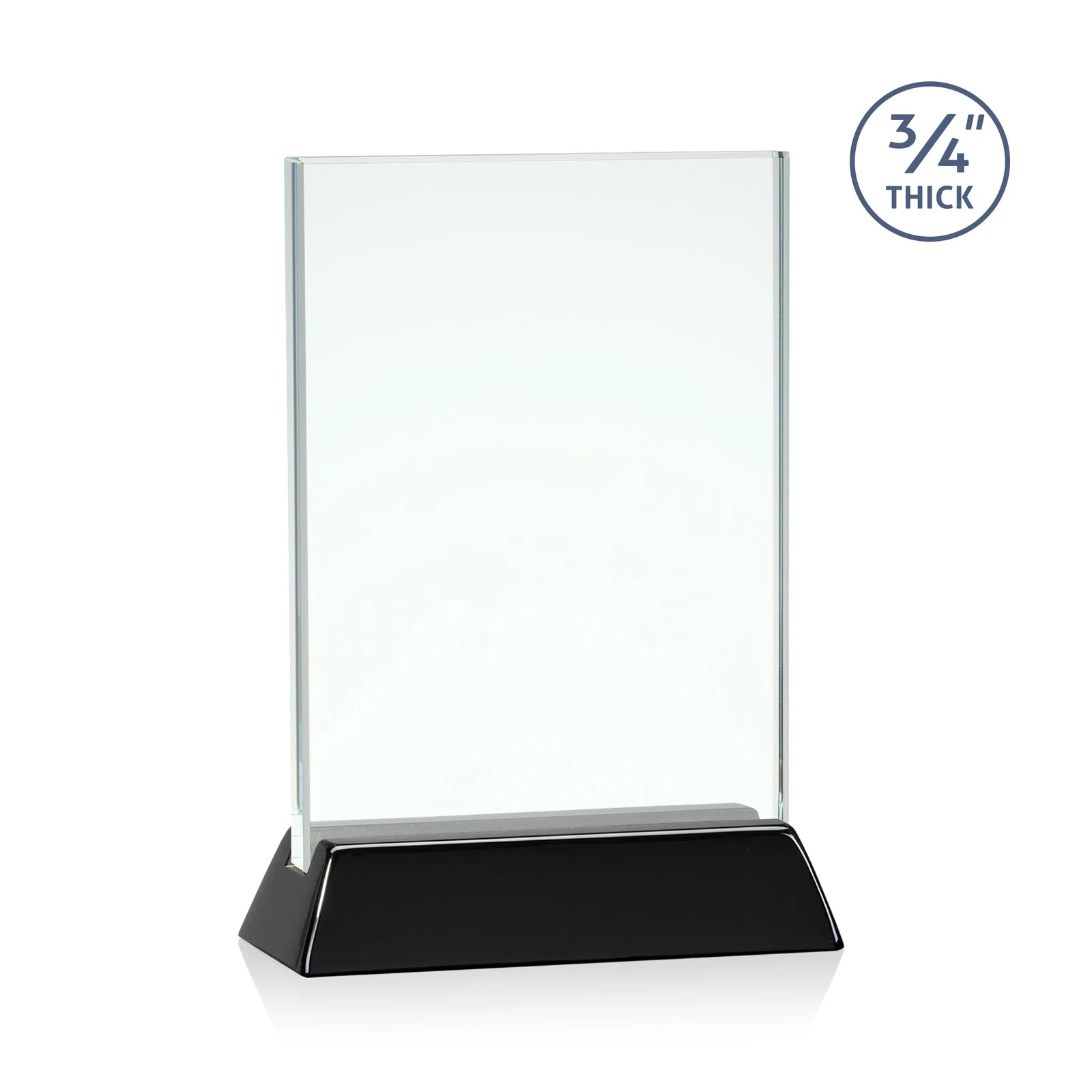Promotional Jade or Starfire Glass Vertical Award on a Rosewood or Black Base for sales achievement awards