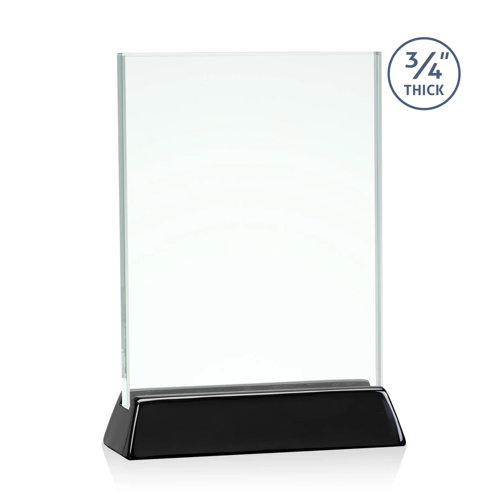 Promotional Jade or Starfire Glass Vertical Award on a Rosewood or Black Base for retirement presentations