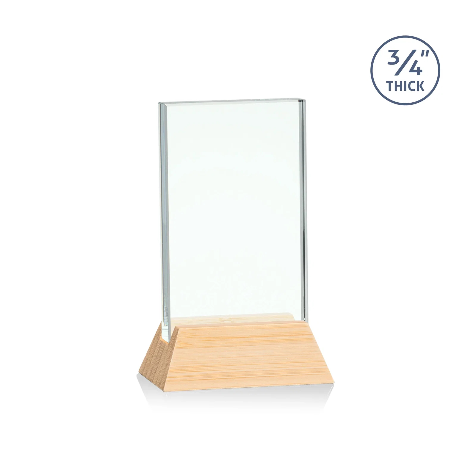 Promotional Jade or Starfire Glass Vertical Award on a Rosewood or Black Base for team milestone celebrations