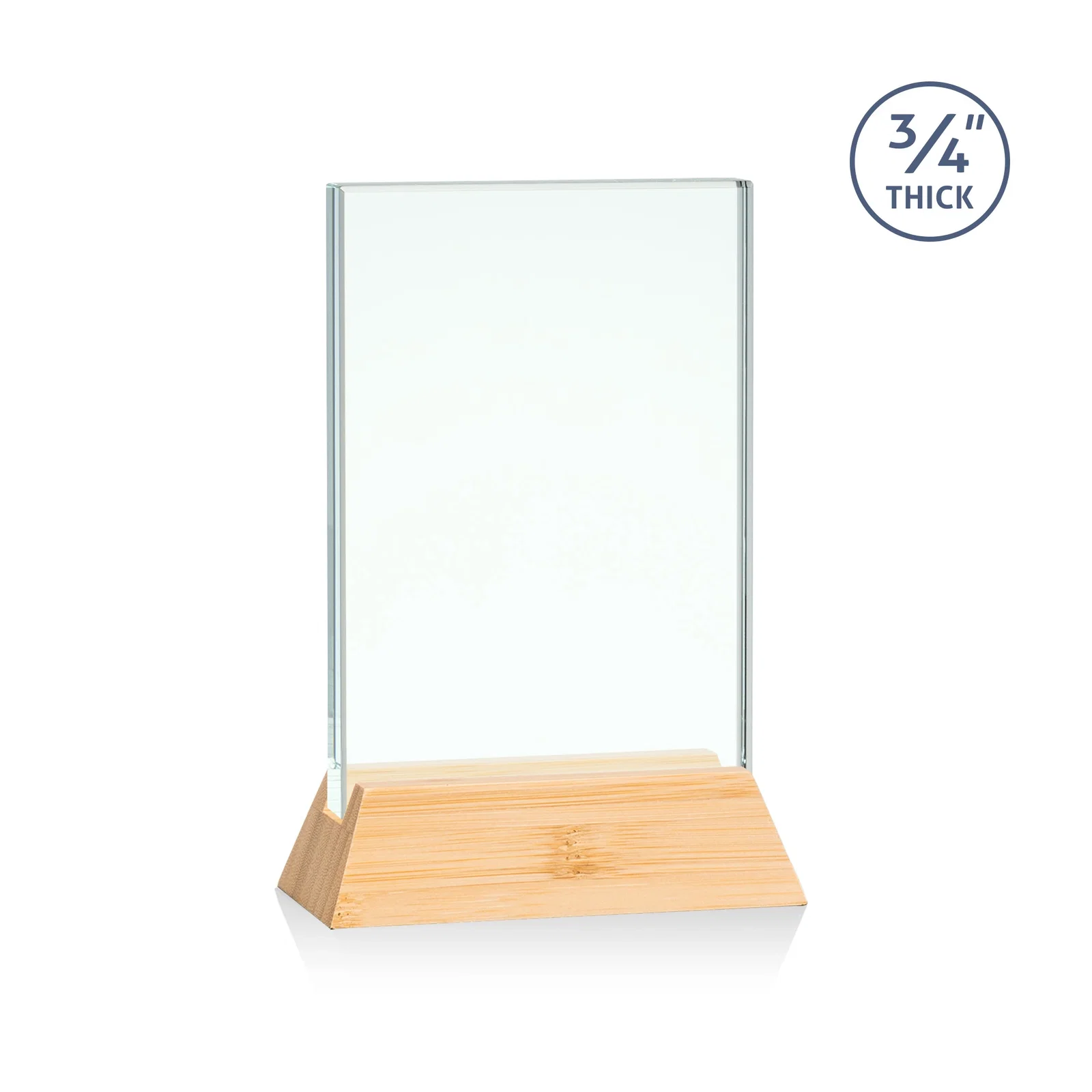 Promotional Jade or Starfire Glass Vertical Award on a Rosewood or Black Base for donor appreciation
