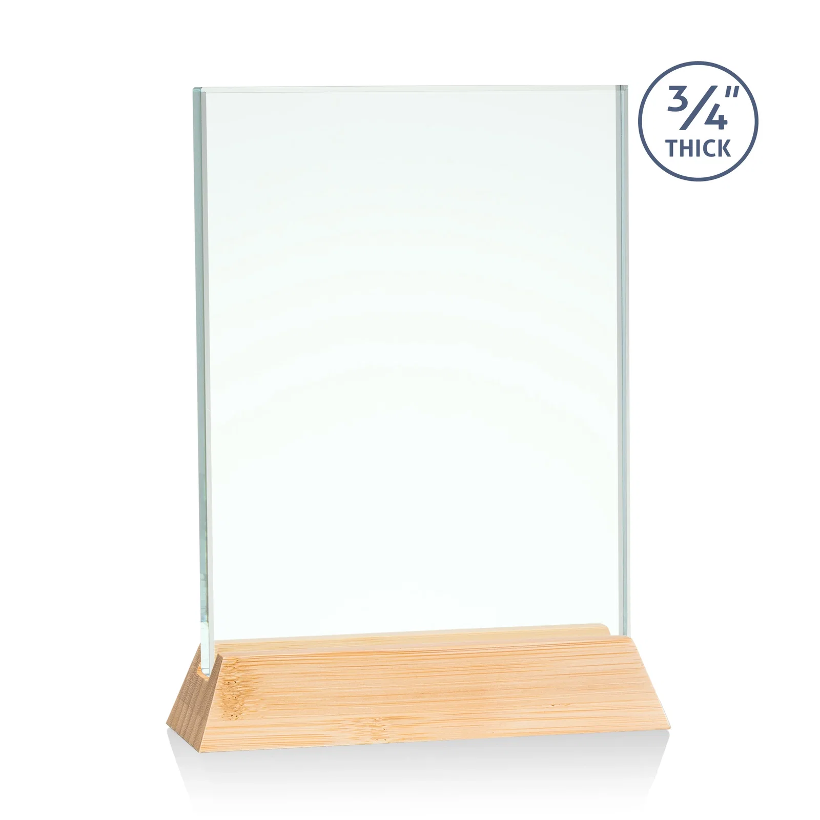 Promotional Jade or Starfire Glass Vertical Award on a Rosewood or Black Base for safety achievement programs