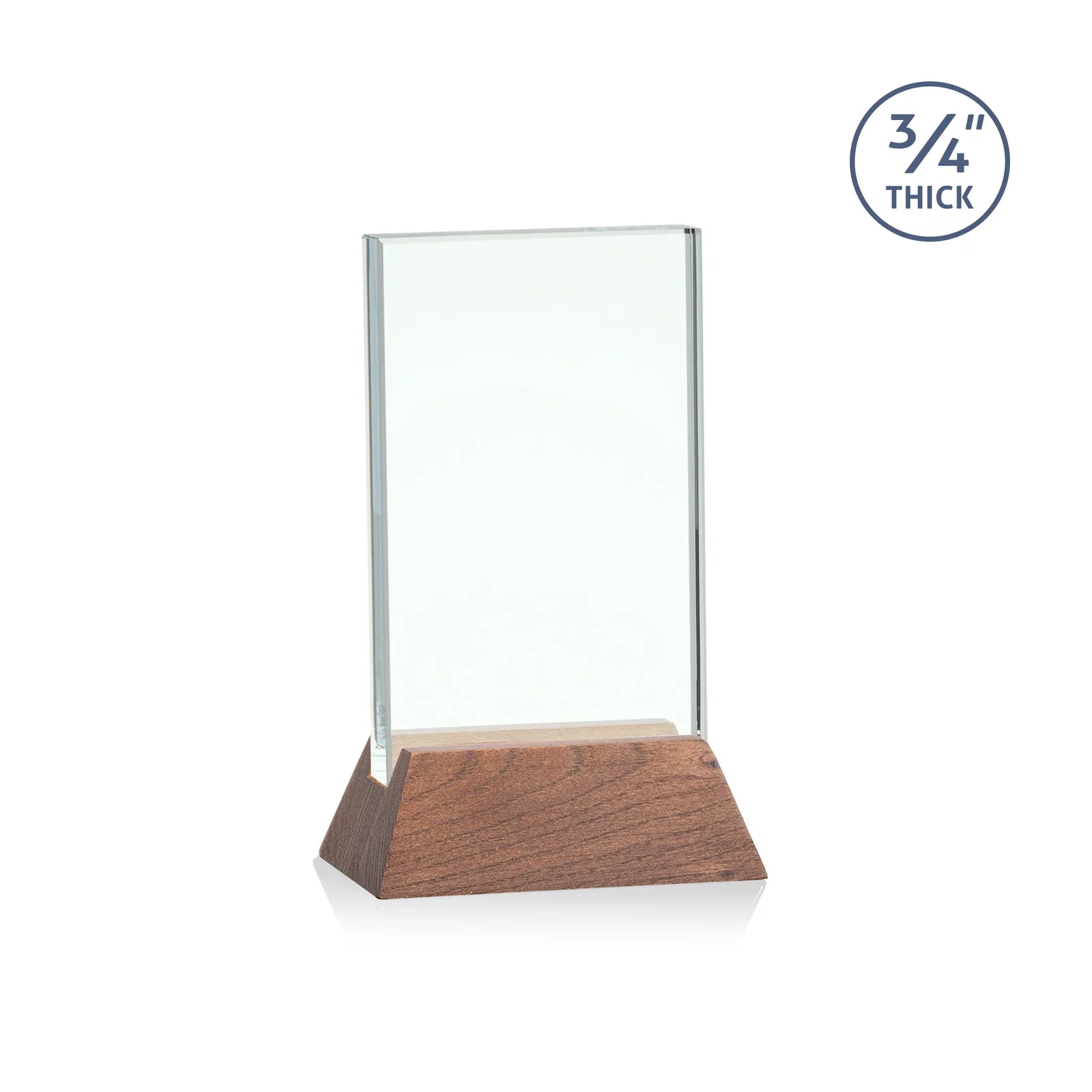 Promotional Jade or Starfire Glass Vertical Award on a Rosewood or Black Base for volunteer appreciation
