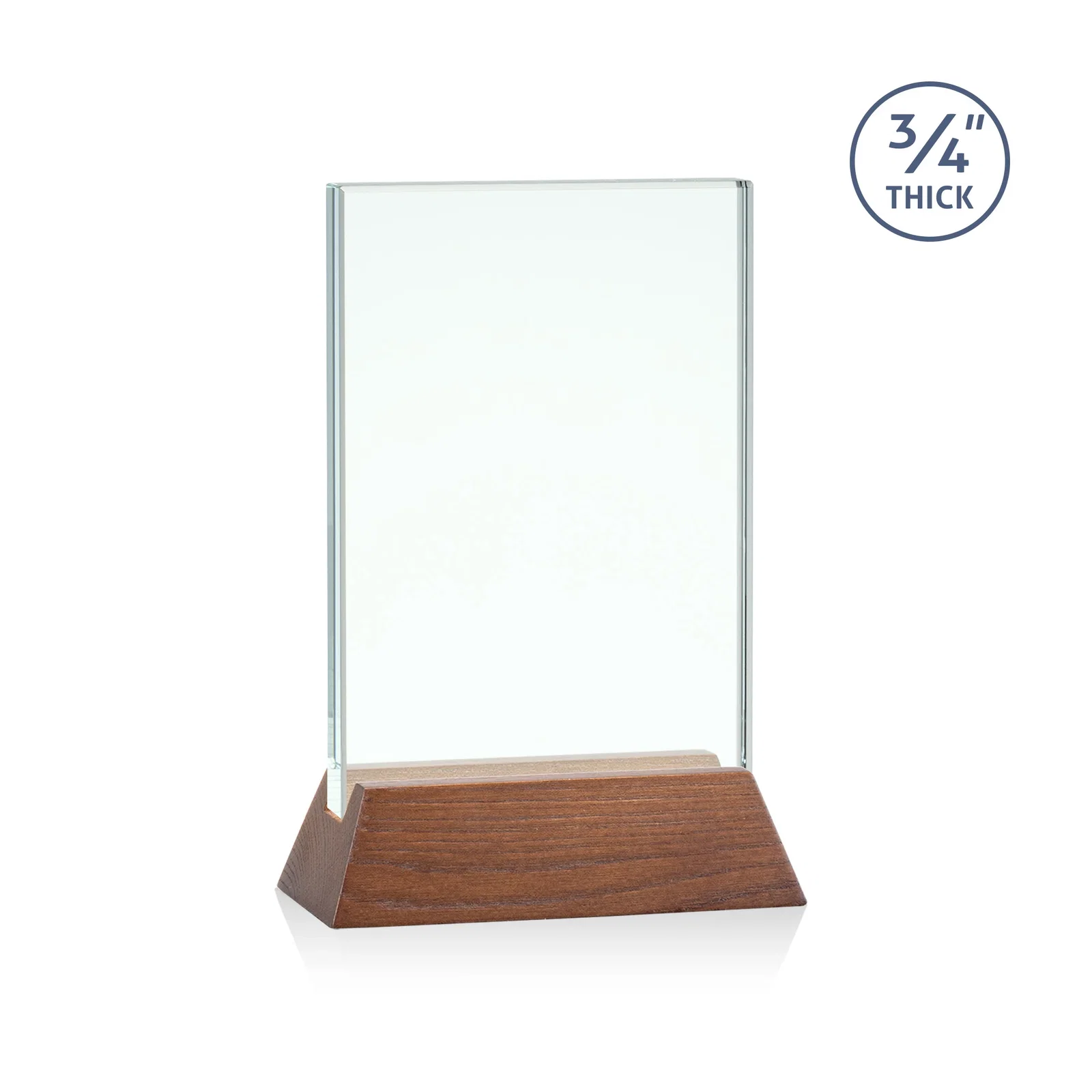 Promotional Jade or Starfire Glass Vertical Award on a Rosewood or Black Base for dealer and partner awards