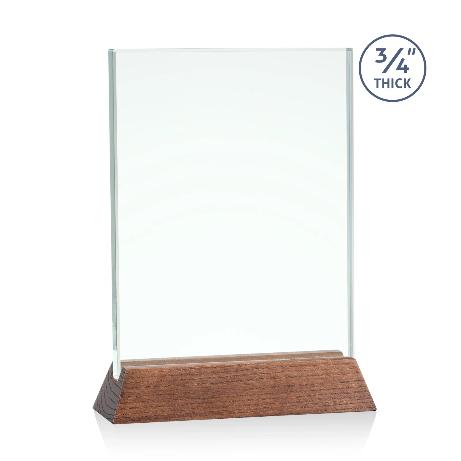Branded Jade or Starfire Glass Vertical Award on a Rosewood or Black Base for employee recognition
