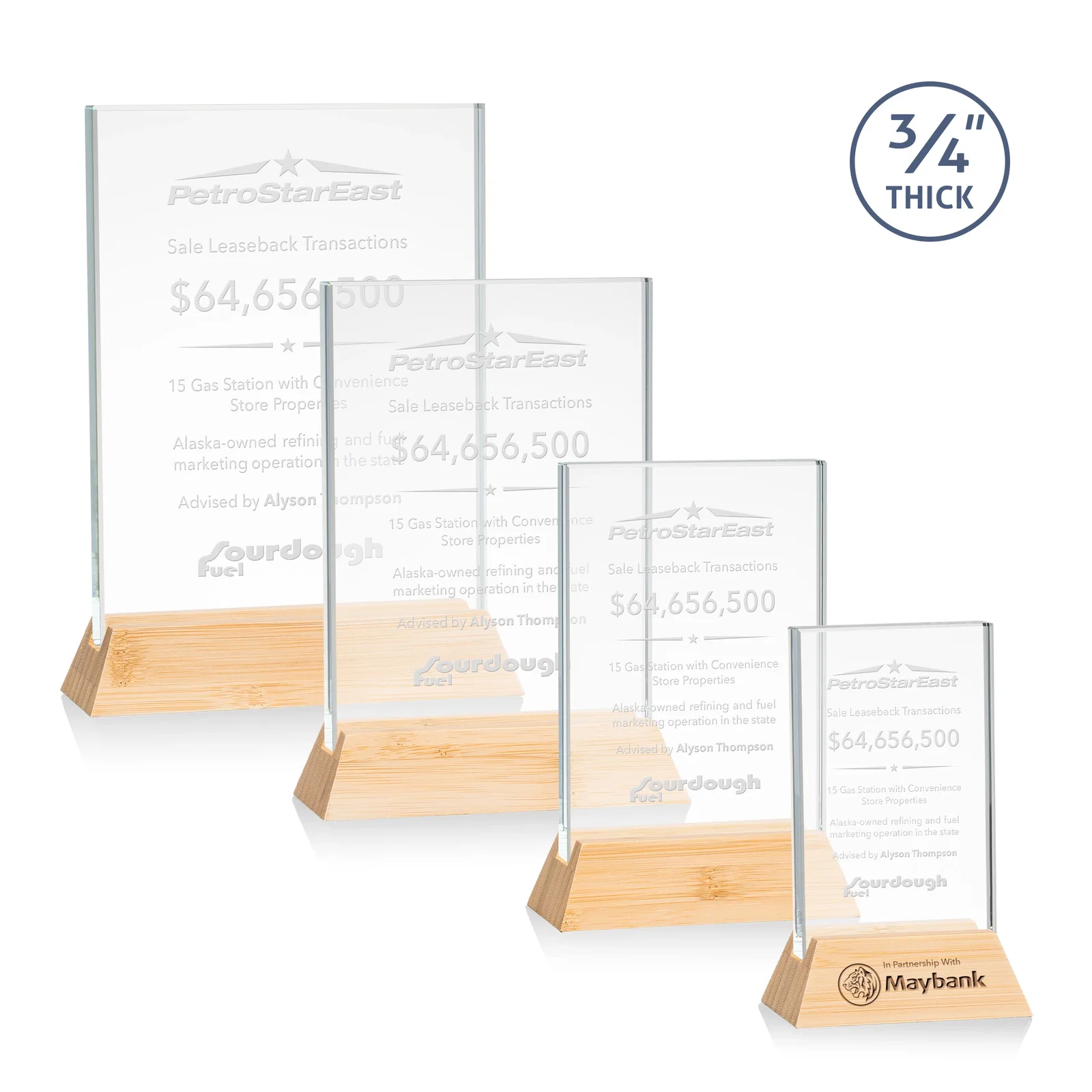 Personalized Starfire Crystal Vertical Award on High-Gloss Piano Rosewood Base for volunteer appreciation