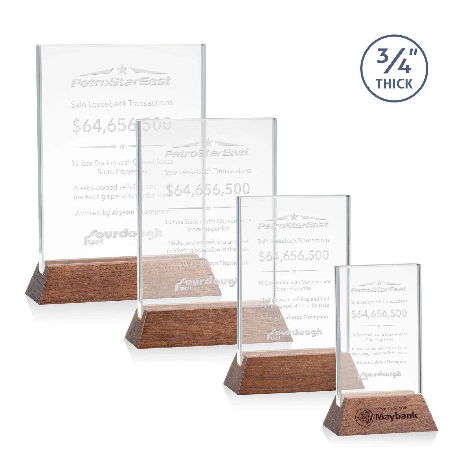 Promotional Starfire Crystal Vertical Award on High-Gloss Piano Rosewood Base for service anniversary gifts
