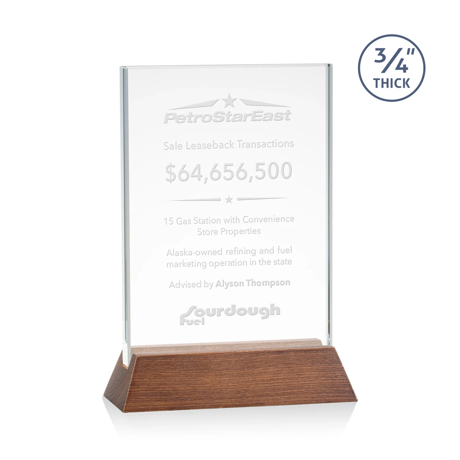 Promotional Starfire Crystal Vertical Award on High-Gloss Piano Rosewood Base for team milestone celebrations