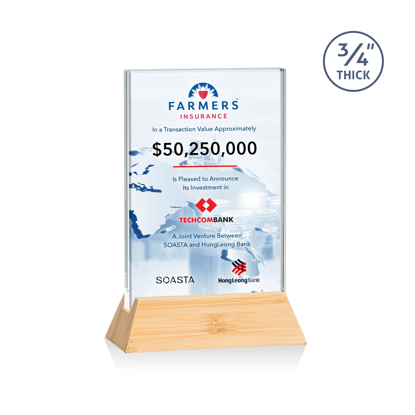Promotional Starfire Crystal Vertical Award on High-Gloss Piano Rosewood Base for volunteer appreciation
