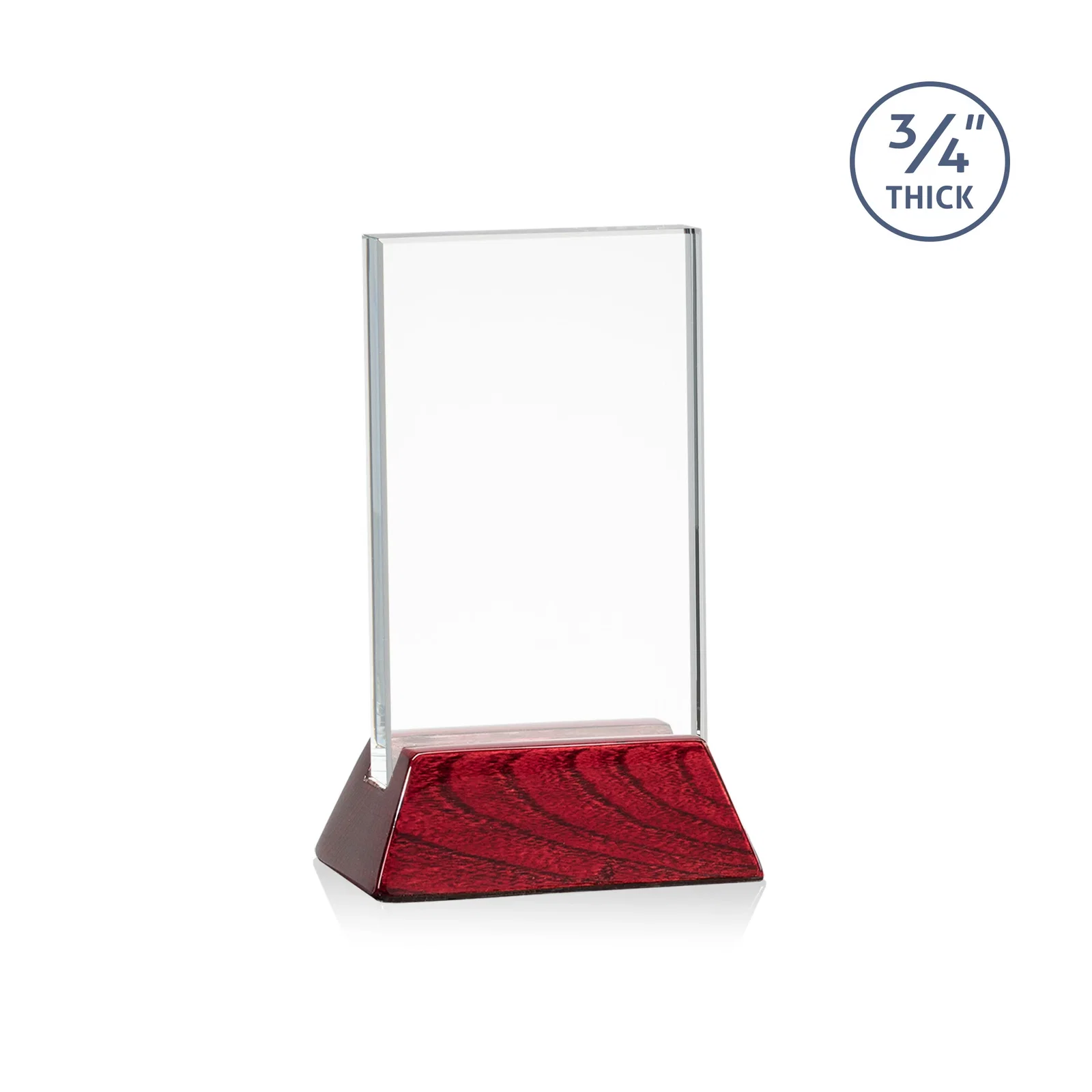 Branded Starfire Crystal Vertical Award on High-Gloss Piano Rosewood Base for team milestone celebrations
