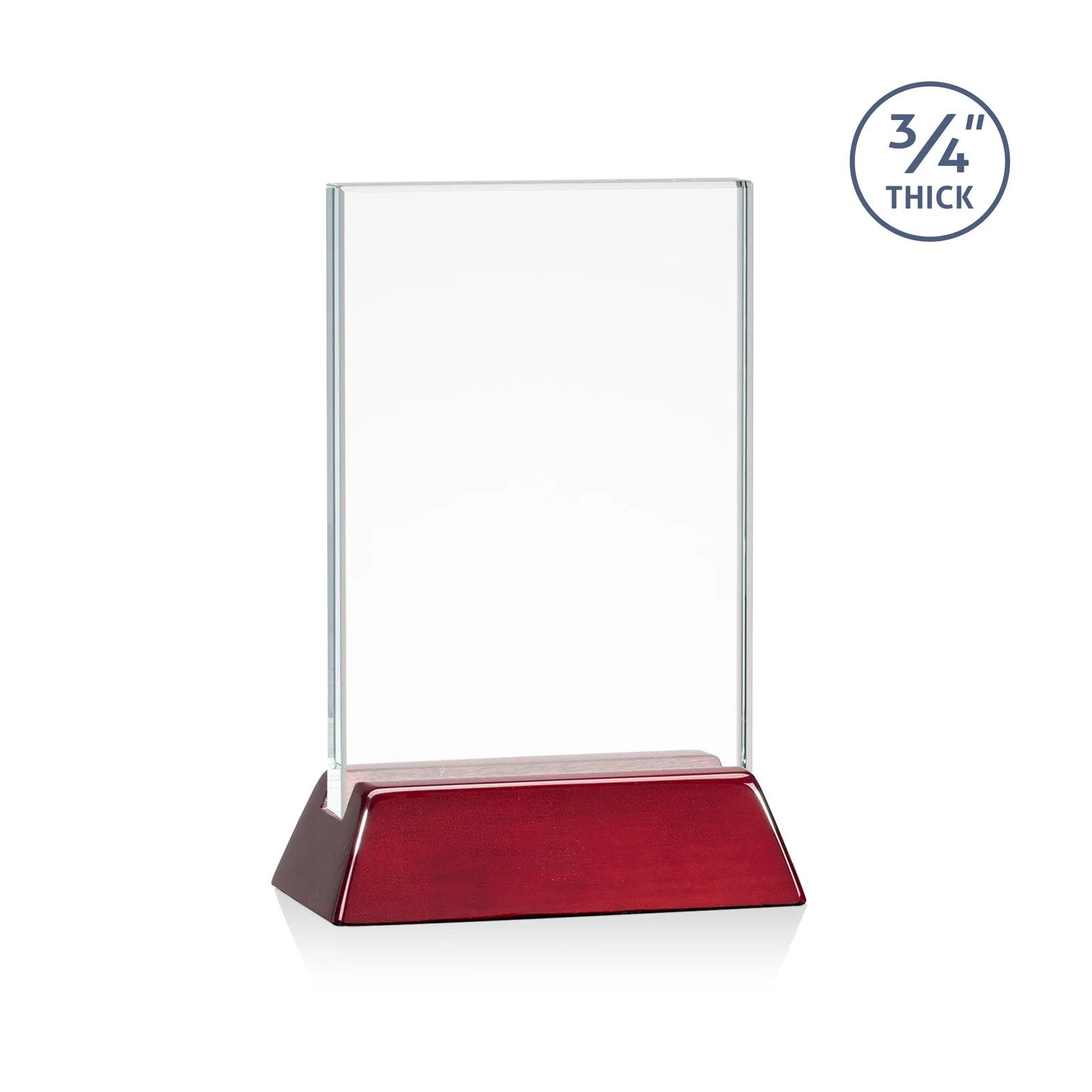 Branded Starfire Crystal Vertical Award on High-Gloss Piano Rosewood Base for donor appreciation