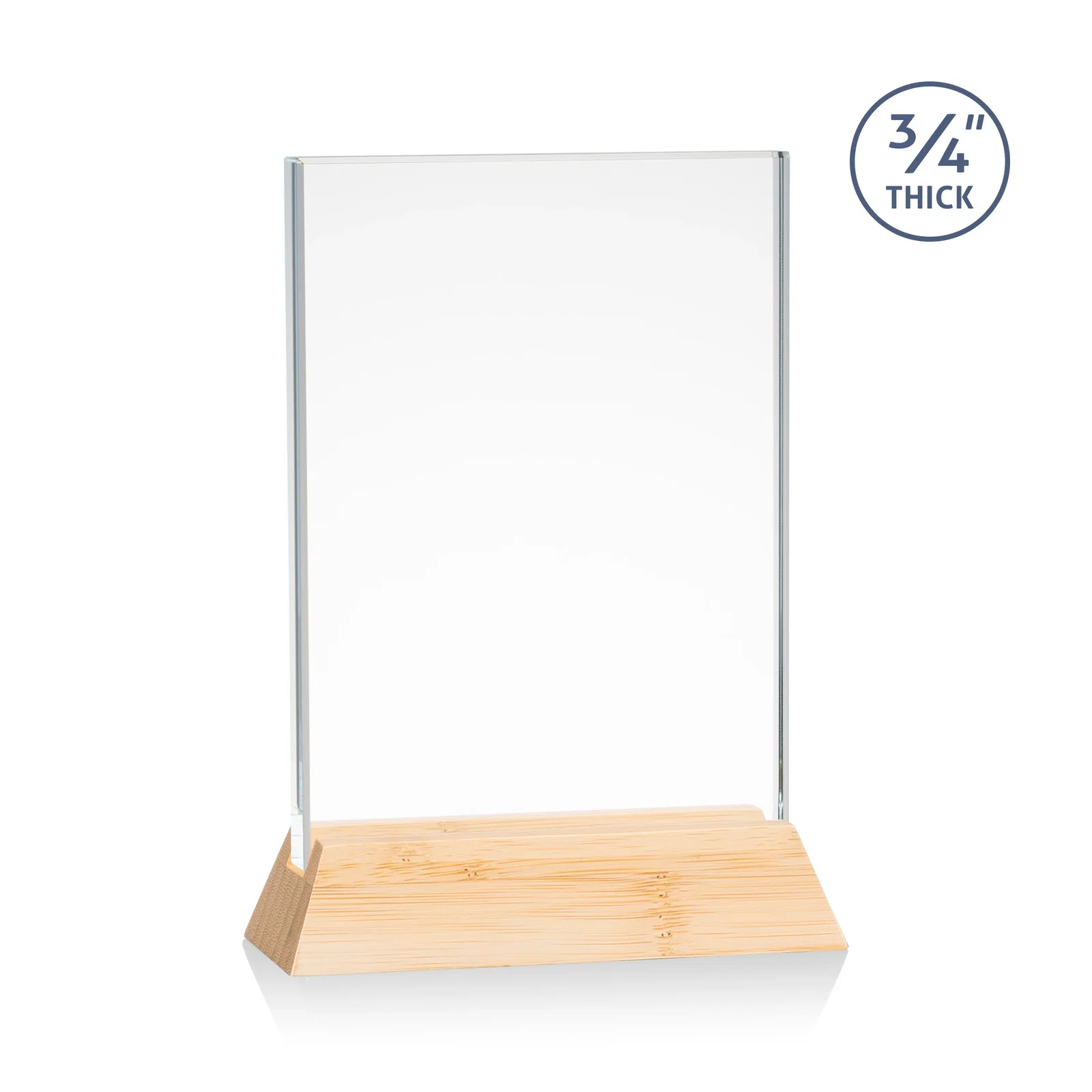 Custom printed Starfire Crystal Vertical Award on High-Gloss Piano Rosewood Base for service anniversary gifts