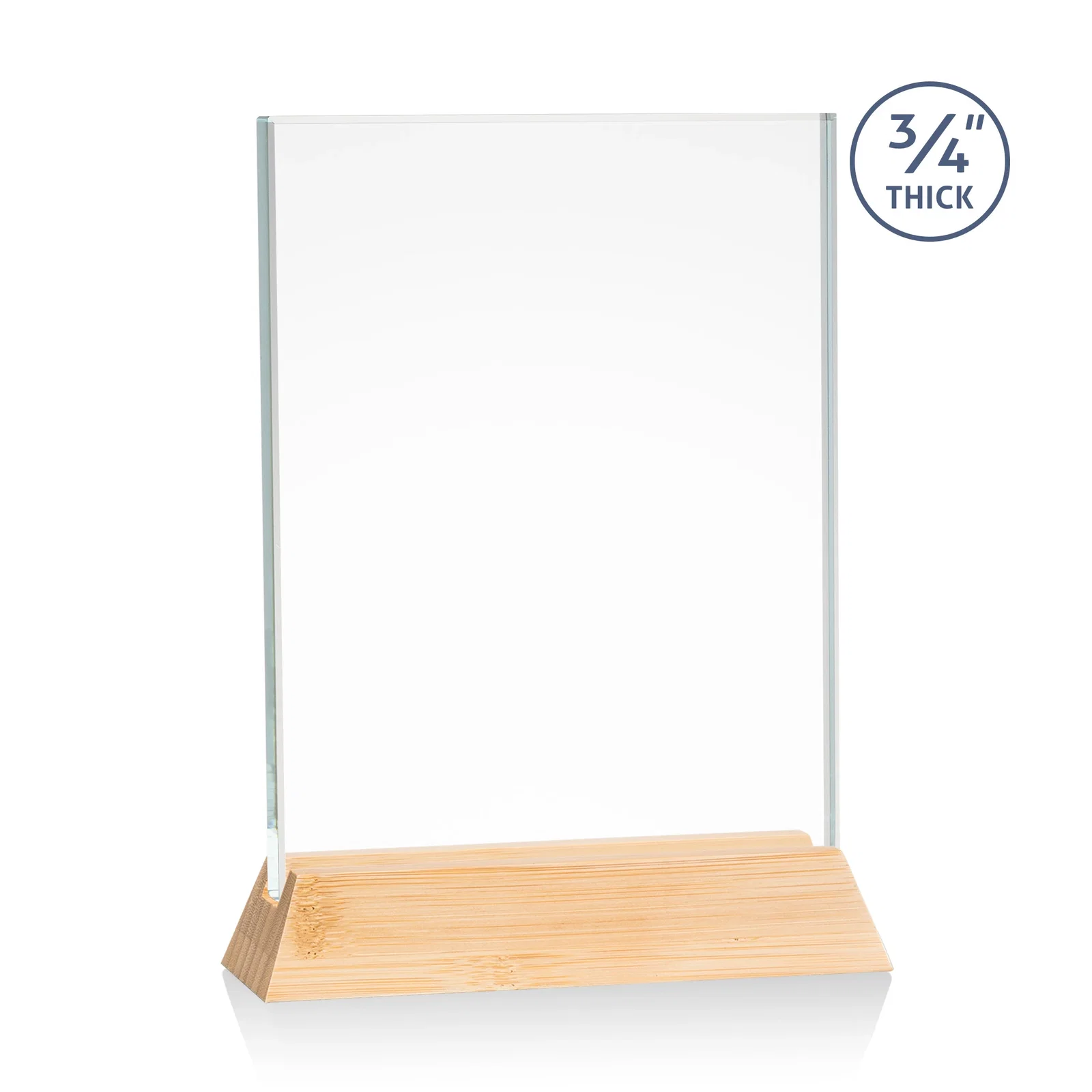 Custom printed Starfire Crystal Vertical Award on High-Gloss Piano Rosewood Base for sales achievement awards