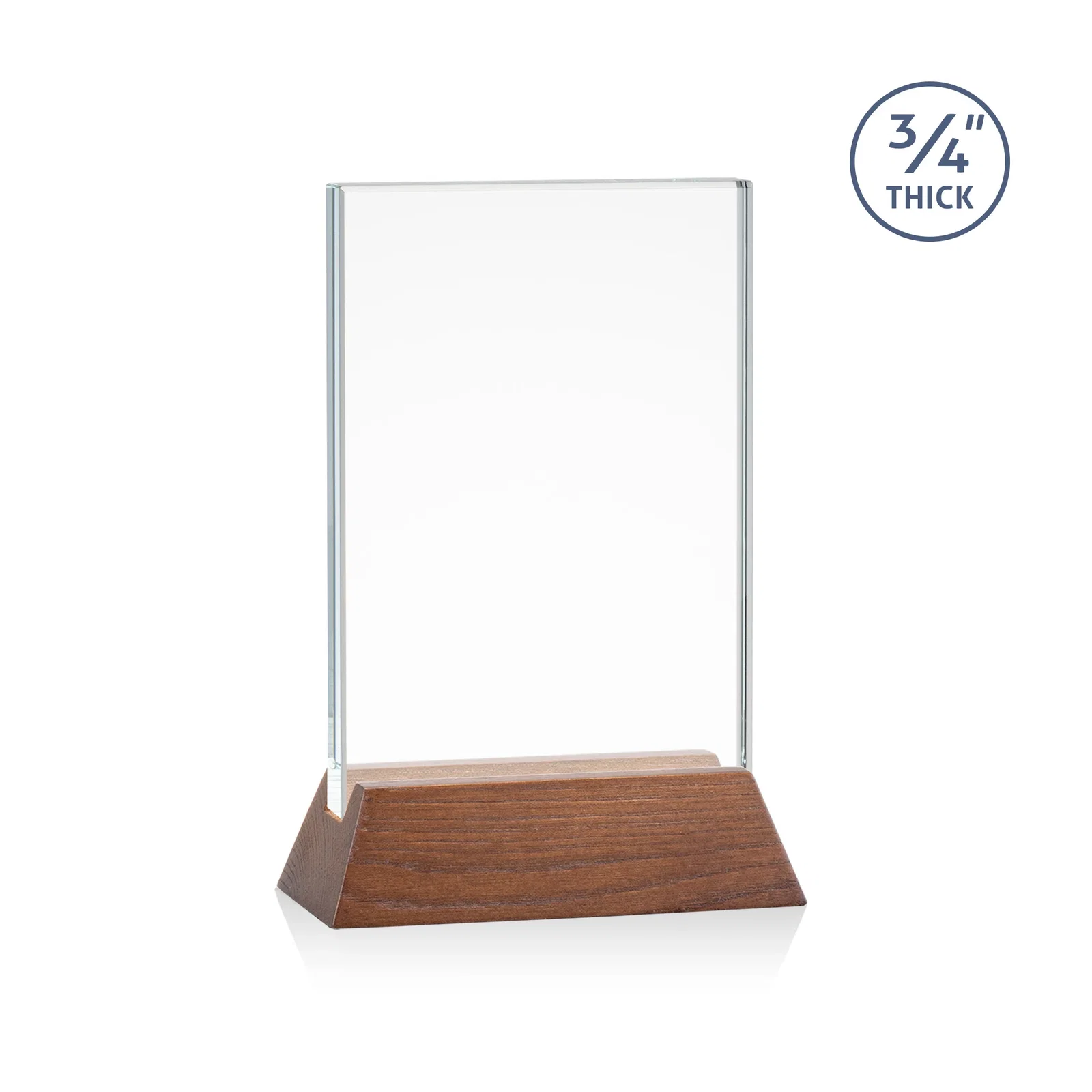 Custom printed Starfire Crystal Vertical Award on High-Gloss Piano Rosewood Base for team milestone celebrations