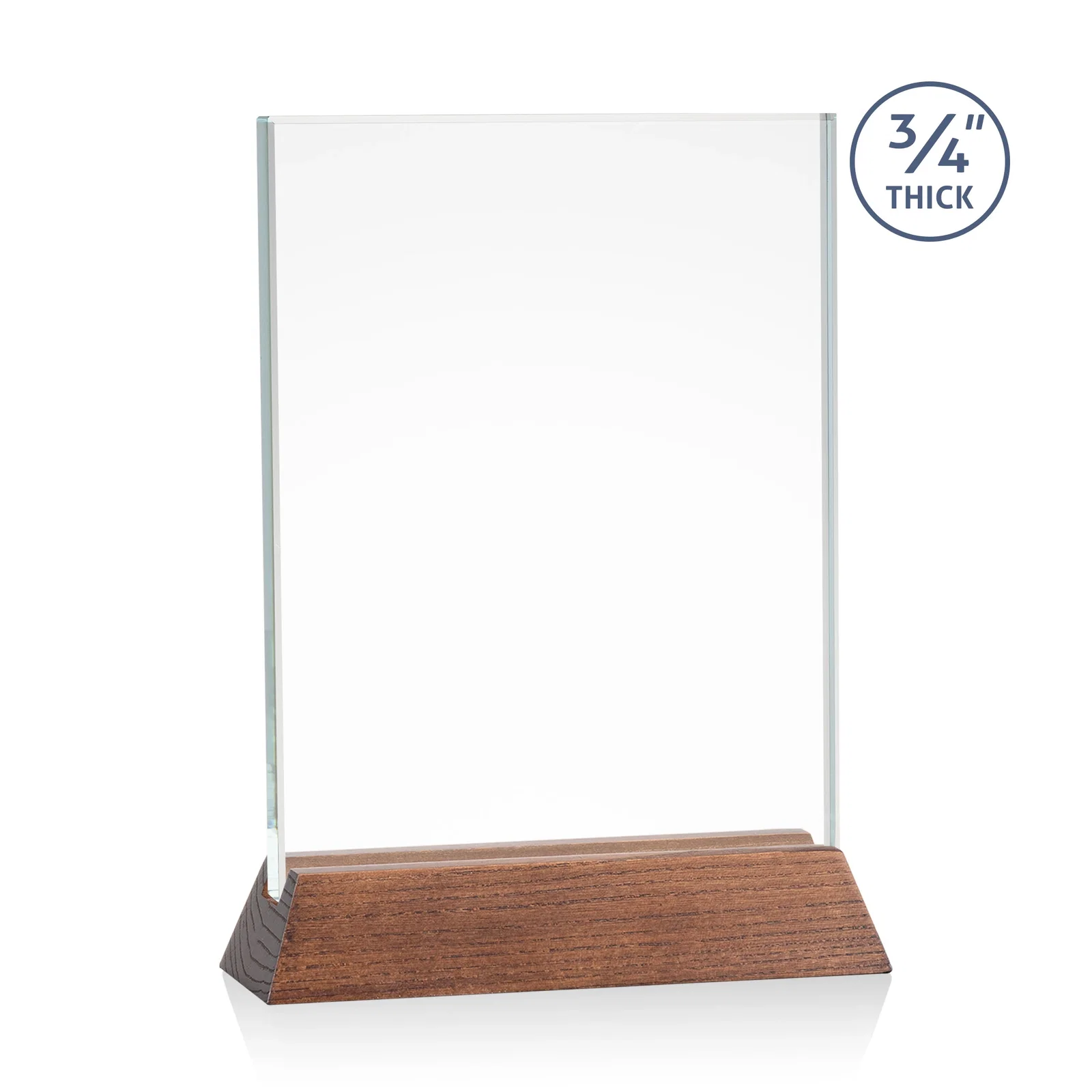 Custom printed Starfire Crystal Vertical Award on High-Gloss Piano Rosewood Base for graduation ceremonies