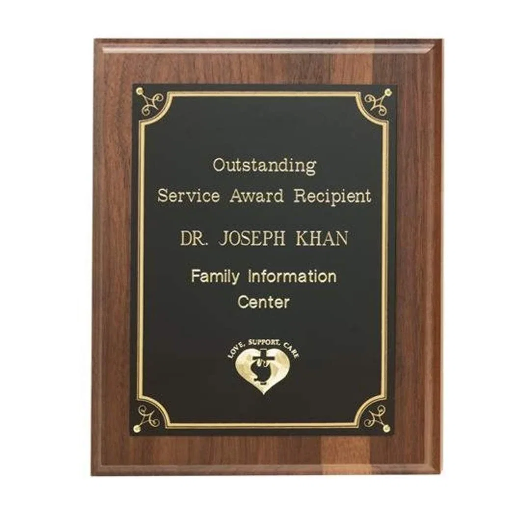 Walnut Plaque with Filigree at All Four Corners — view 2