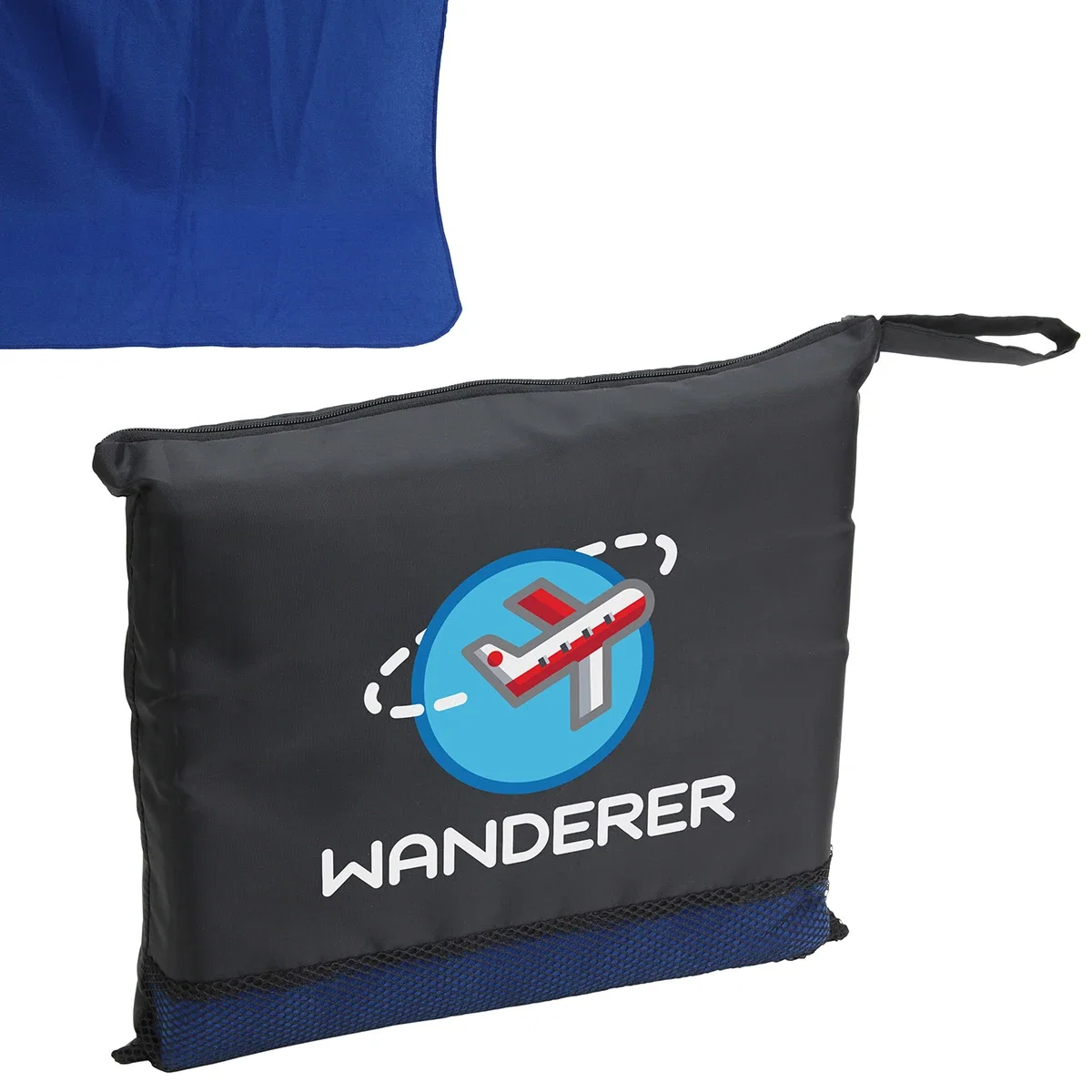 Wanderer soft-touch fleece travel blanket with matching zippered carrying pouch, 44 x 59.5 inches open