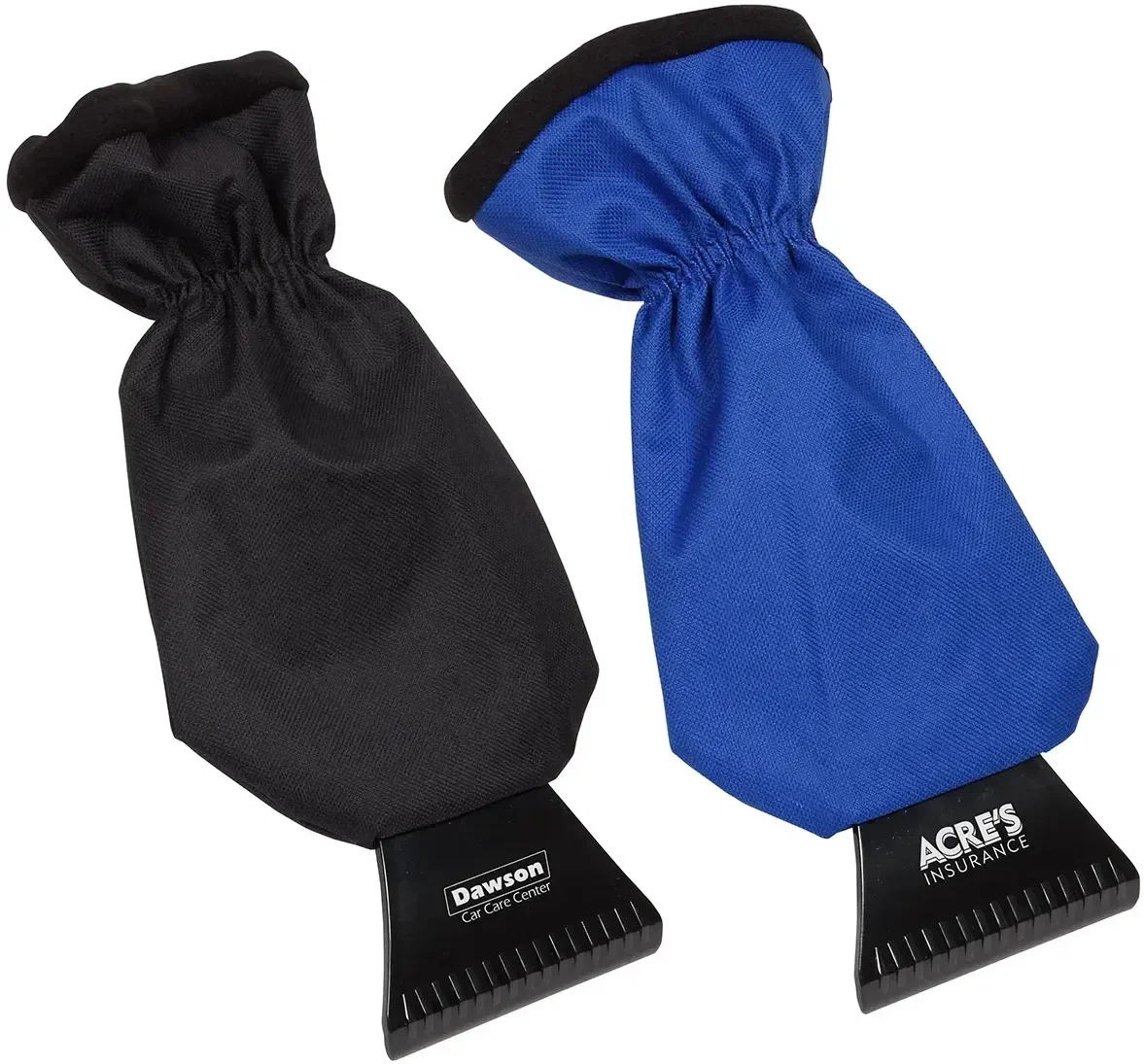 Warm Grip custom fleece mitten ice scraper with branded logo, front view