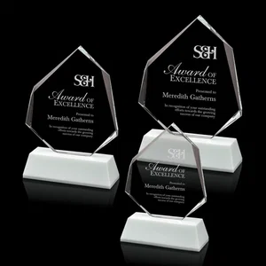 Optical Crystal Polygon Award with Clear White or Black Base
