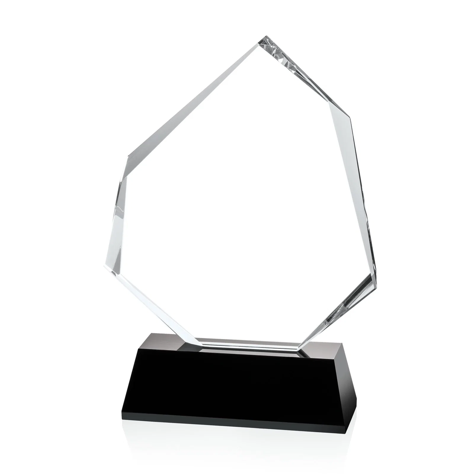 Custom Optical Crystal Polygon Award with Clear White or Black Base, awards for volunteer appreciation