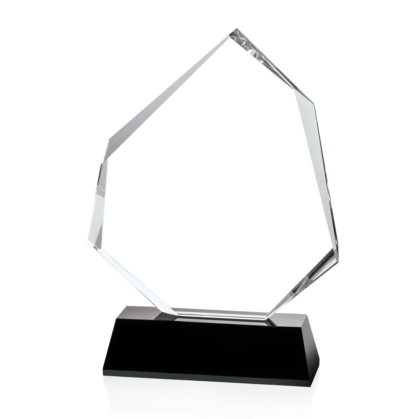 Custom Optical Crystal Polygon Award with Clear White or Black Base, awards for dealer and partner awards