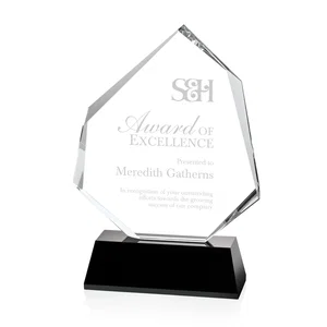 Optical Crystal Polygon Award with Clear White or Black Base