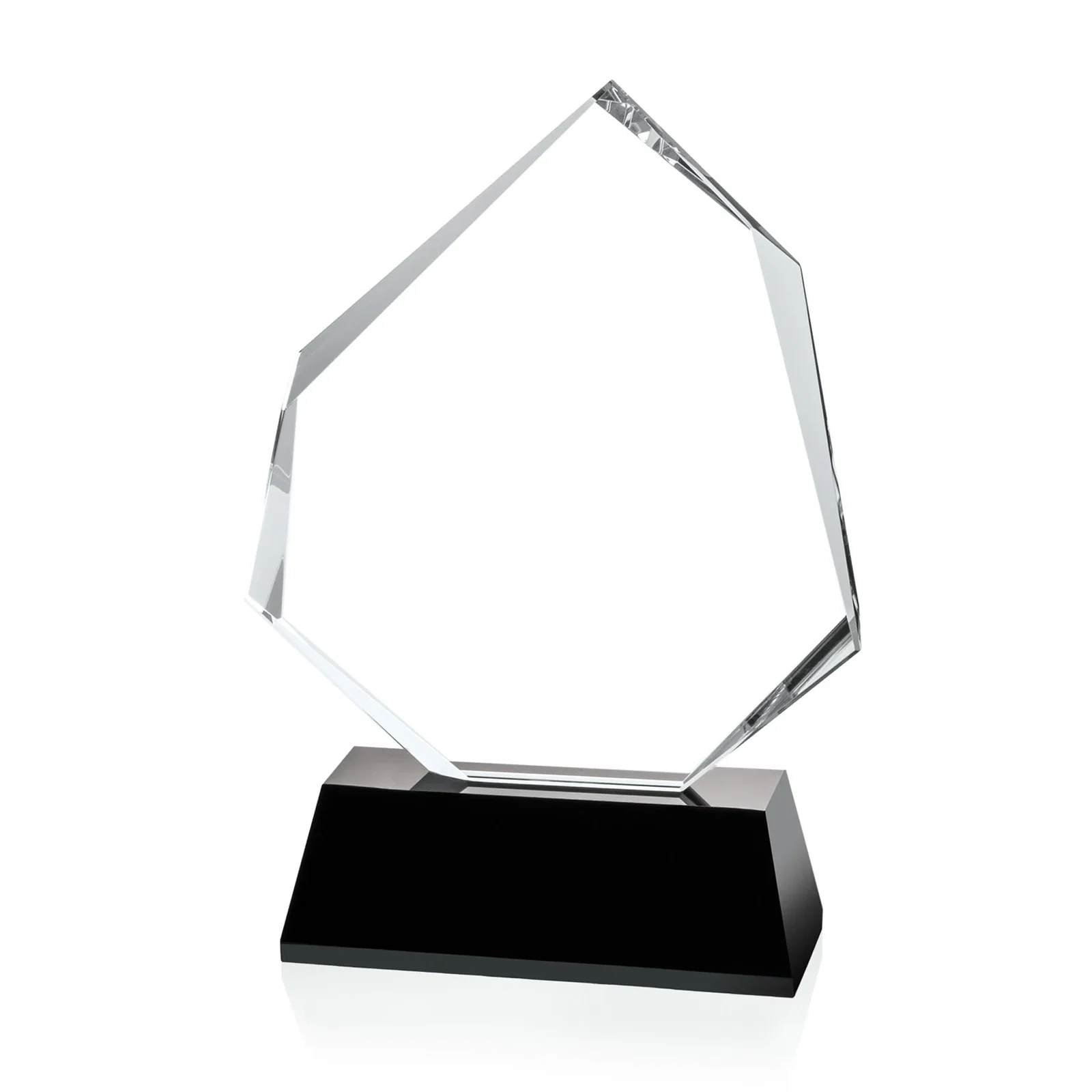 Custom Optical Crystal Polygon Award with Clear White or Black Base, awards for safety achievement programs