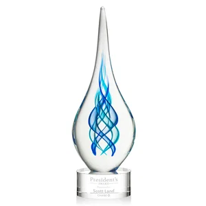 Blue Glass Helix Award on a Marvel Base