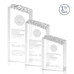 Acrylic Tower Award With Slanted Mountain-Texture Top