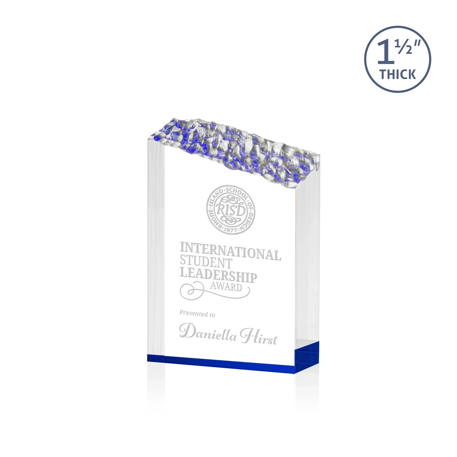 Personalized Acrylic Tower Award With Slanted Mountain-Texture Top for corporate award ceremonies
