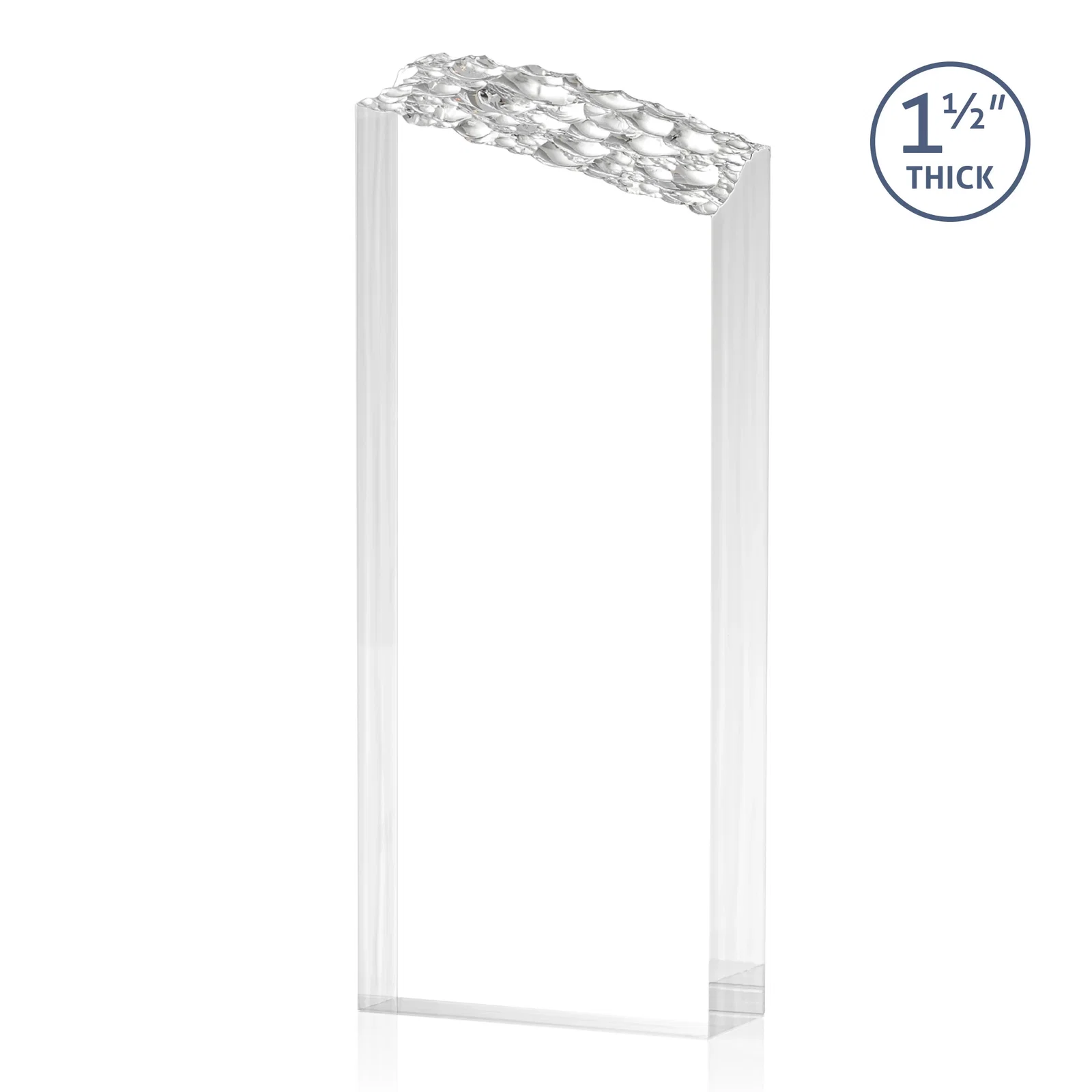 Personalized Acrylic Tower Award With Slanted Mountain-Texture Top for donor appreciation