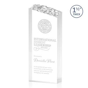 Acrylic Tower Award With Slanted Mountain-Texture Top