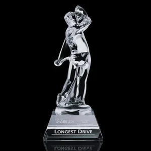 Optical Crystal Golfer Award with One-Piece Molded Casting