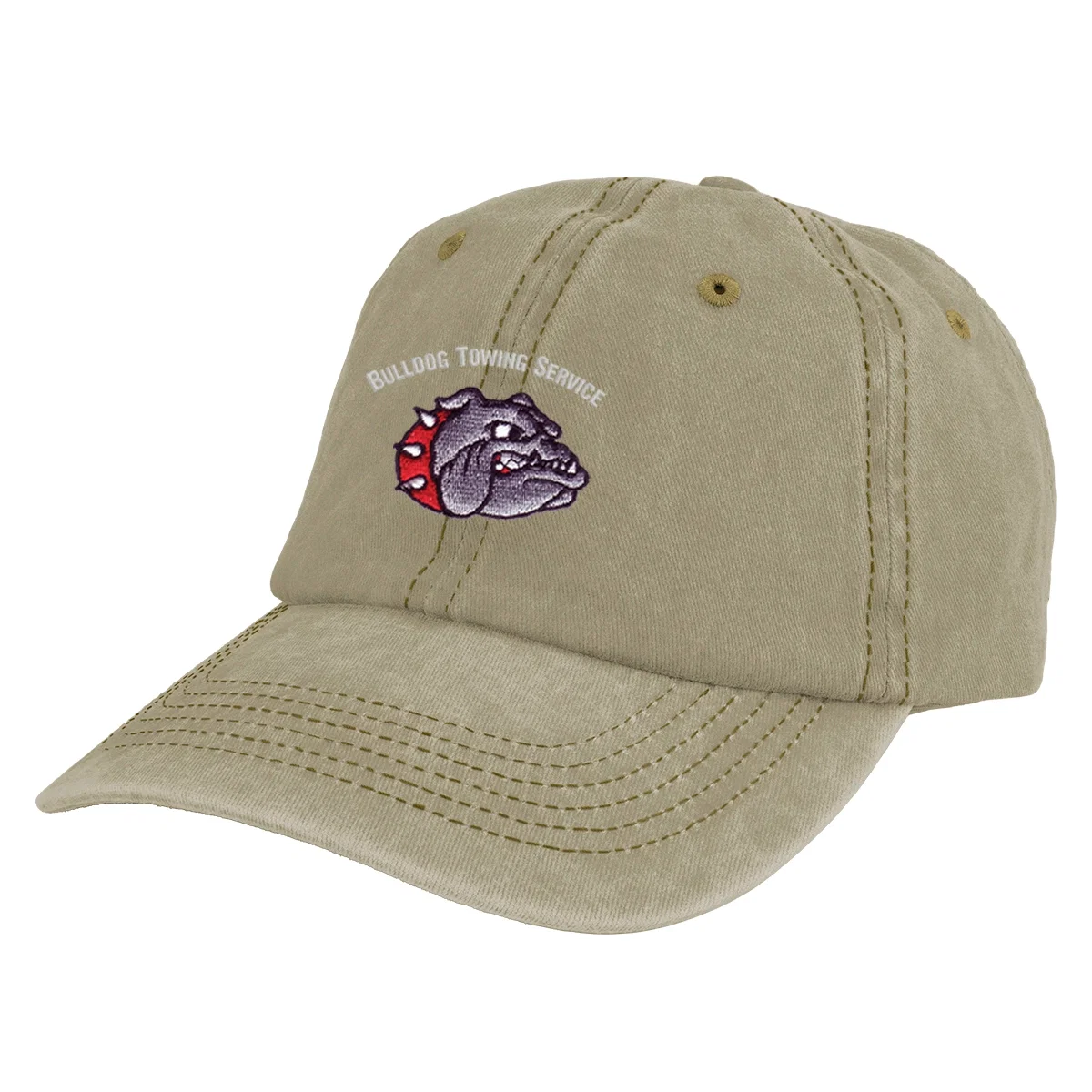 Curved brim seen from the side of the crown