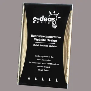 Curved Acrylic Award with Black Face and Metallic Edge Trim