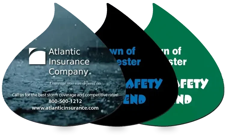 Water Drop or Flame USA-Made Jar Openers - Rubber & Vinyl. USA-made rubber cross jar opener for bank and insurance giveaways