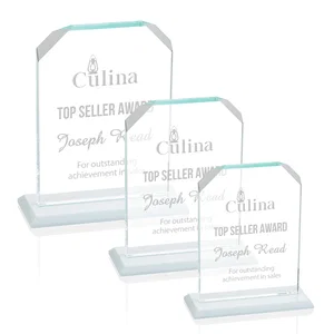 Starfire Crystal Award with White Base, Fixed 8 Inch Height