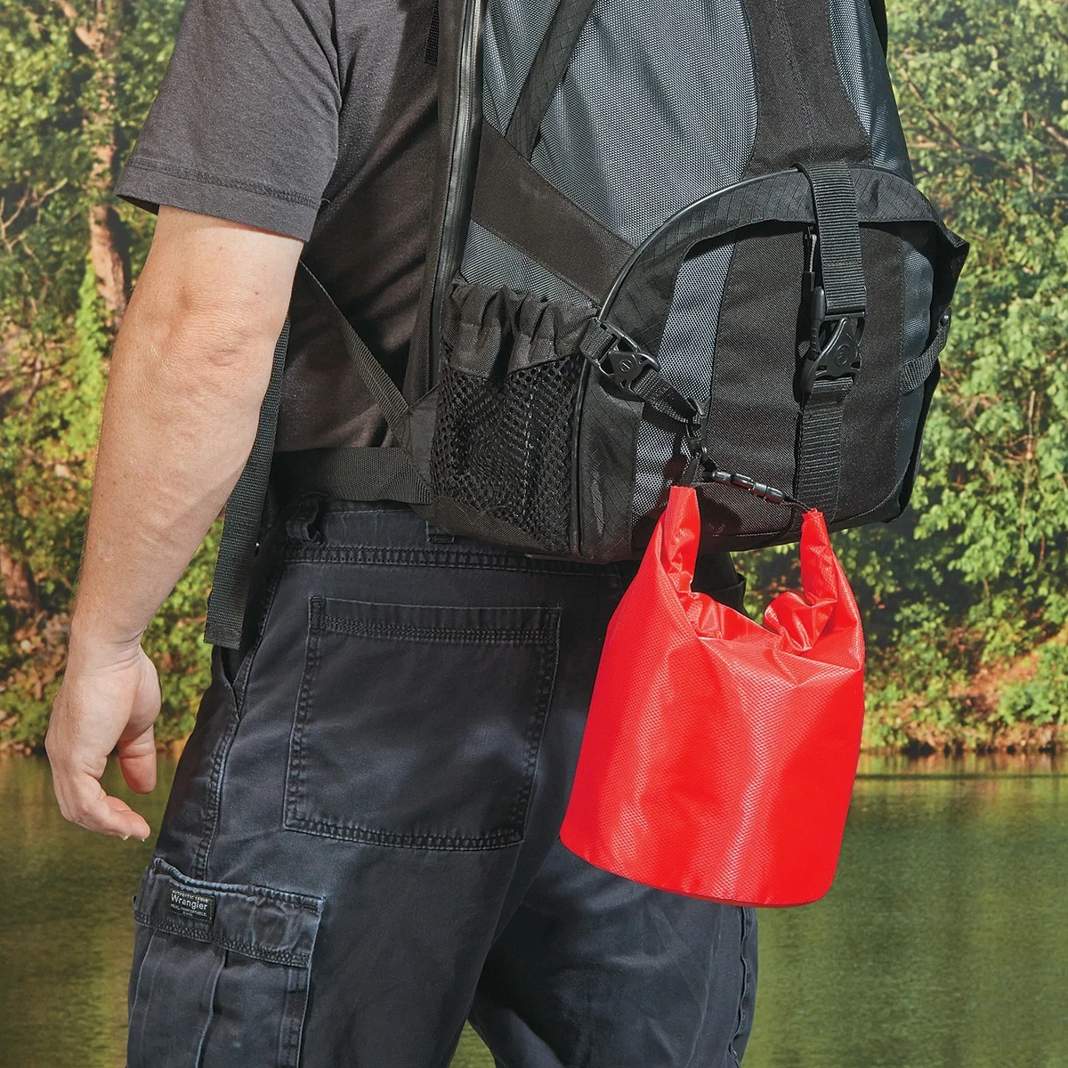 Waterproof Dry Bag being worn
