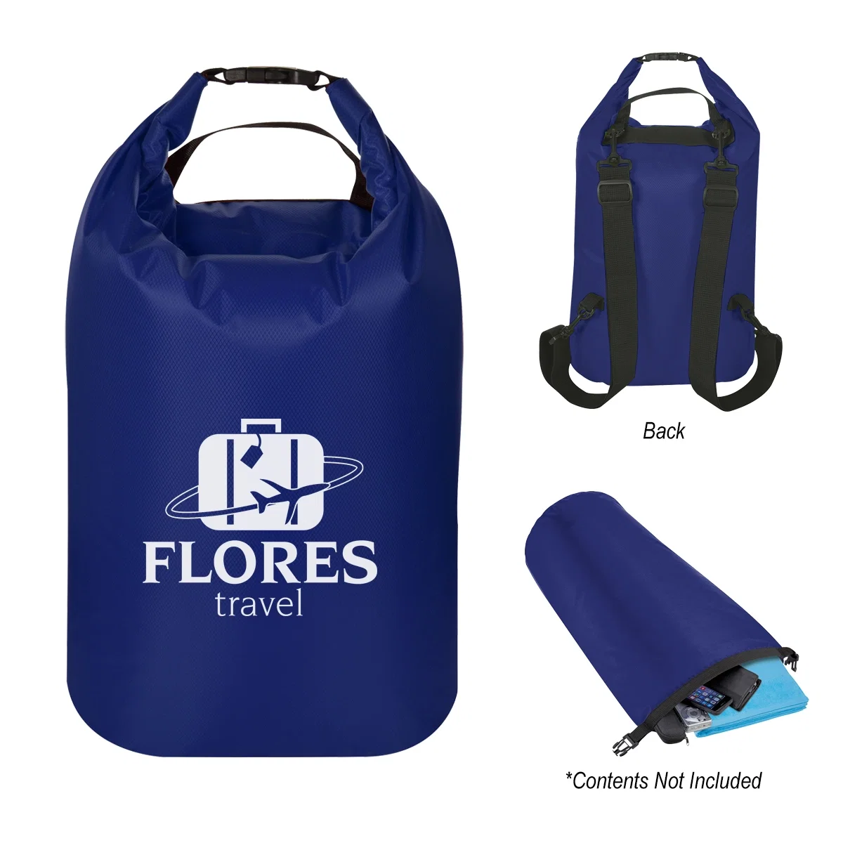 Royal blue version rolled shut and buckled