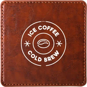 Watson Square PU Leather Coasters, Set of 4, Snap Closure Strap