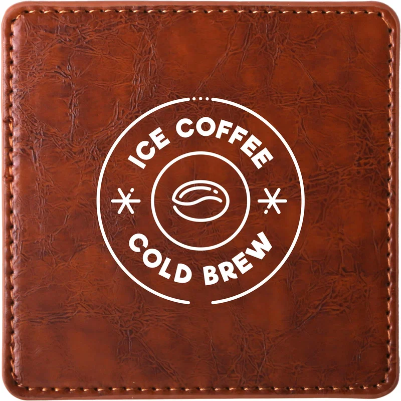 Watson Square PU Leather Coaster: Single — view 2