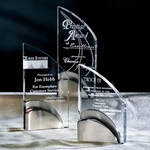 Acrylic Wave Award with Contoured Satin Nickel Base