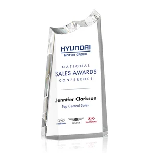 Wave-Cut Top Crystal Award, Etchable Front and Back