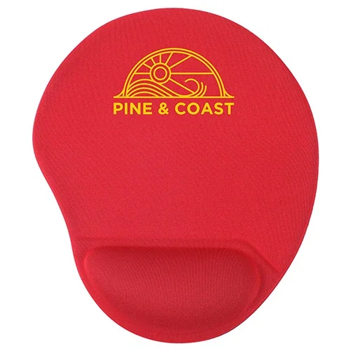 Close-up of Wave gel wrist rest cushion, custom branded promotional mouse pad detail
