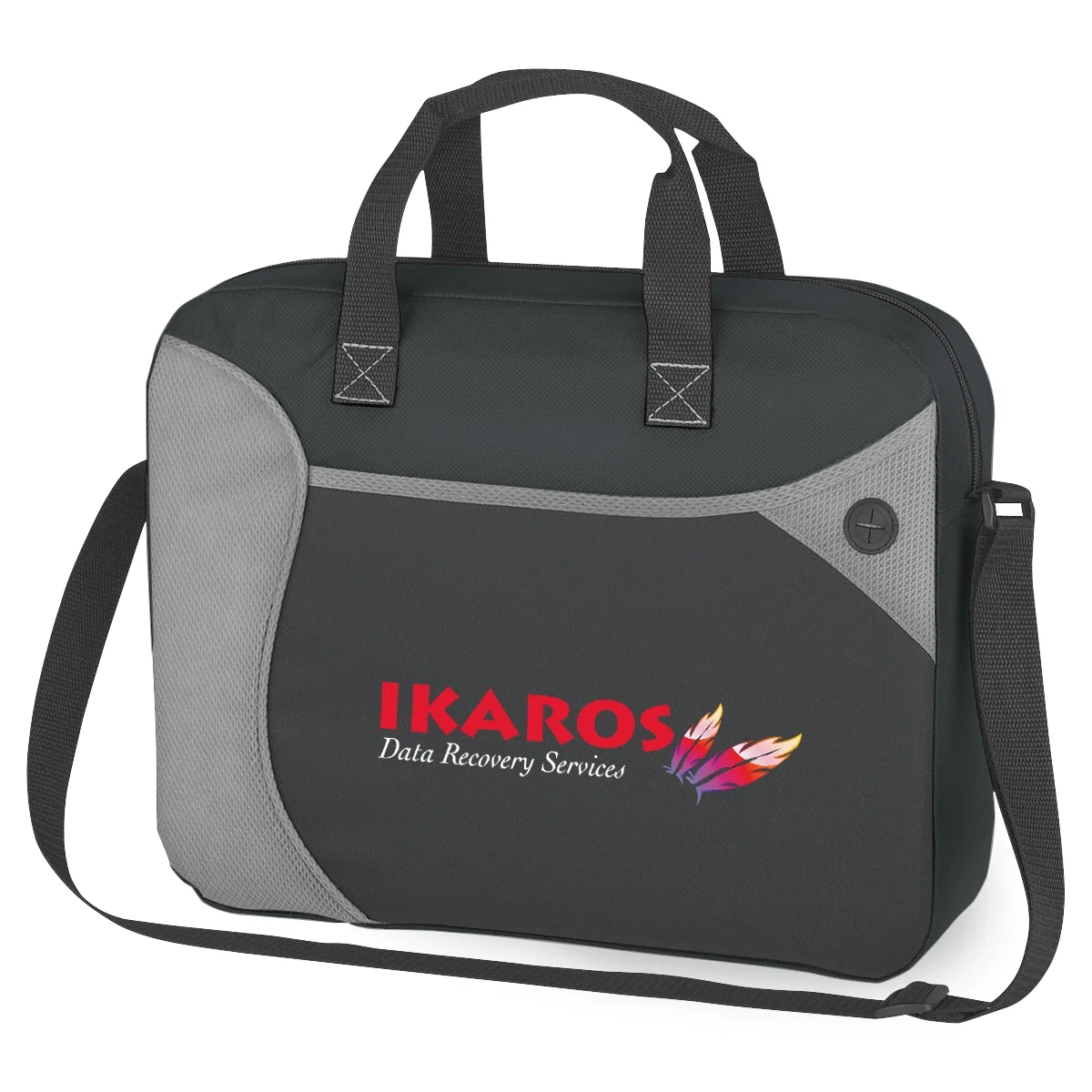 Gray trim accenting the side of the briefcase